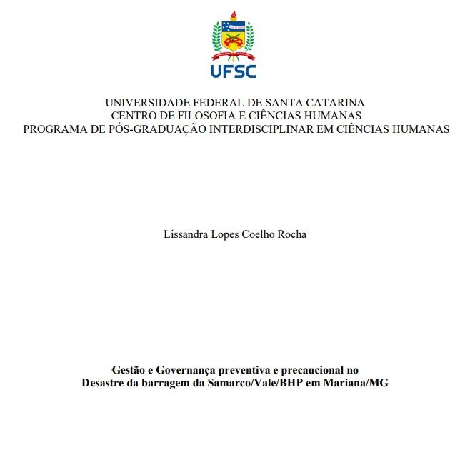 Gestão e Governança Preventiva e Precaucional no Desastre da Barragem